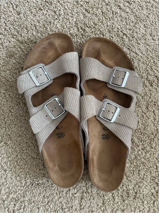 Birkenstock Other - Birkenstock Two-Strap Slides in Taupe Suede